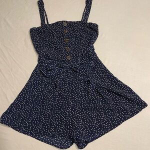 Trixxi Navy and White Polka Dot Romper